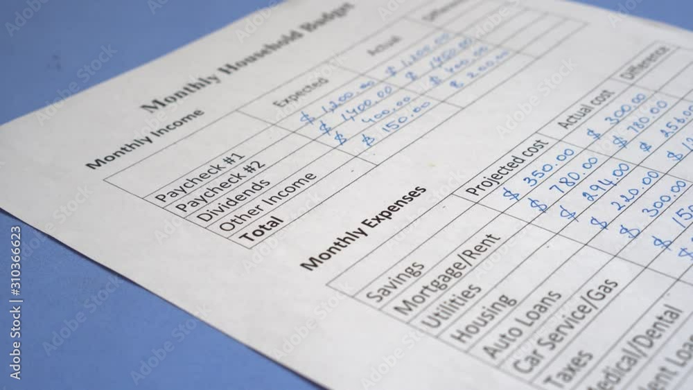 Monthly household budget. Family income and expenses. Paper planner. Personal financial planning Monthly household budget. Family income and expenses. Paper planner. Personal financial planning