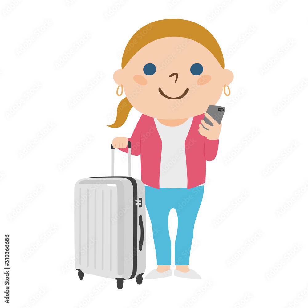 旅行者のイラスト 大きなスーツケースを持って 旅行している若い外国の女性 Stock Vector Adobe Stock 旅行者のイラスト 大きなスーツケースを持って 旅行している若い外国の女性 Stock Vector Adobe Stock
