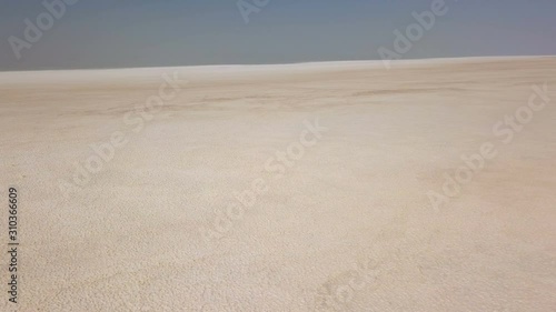 Wide, white Urmia salt lake in Middle East, Iran photo