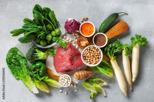 Healthy eating and balanced nutrition ingredients clean food