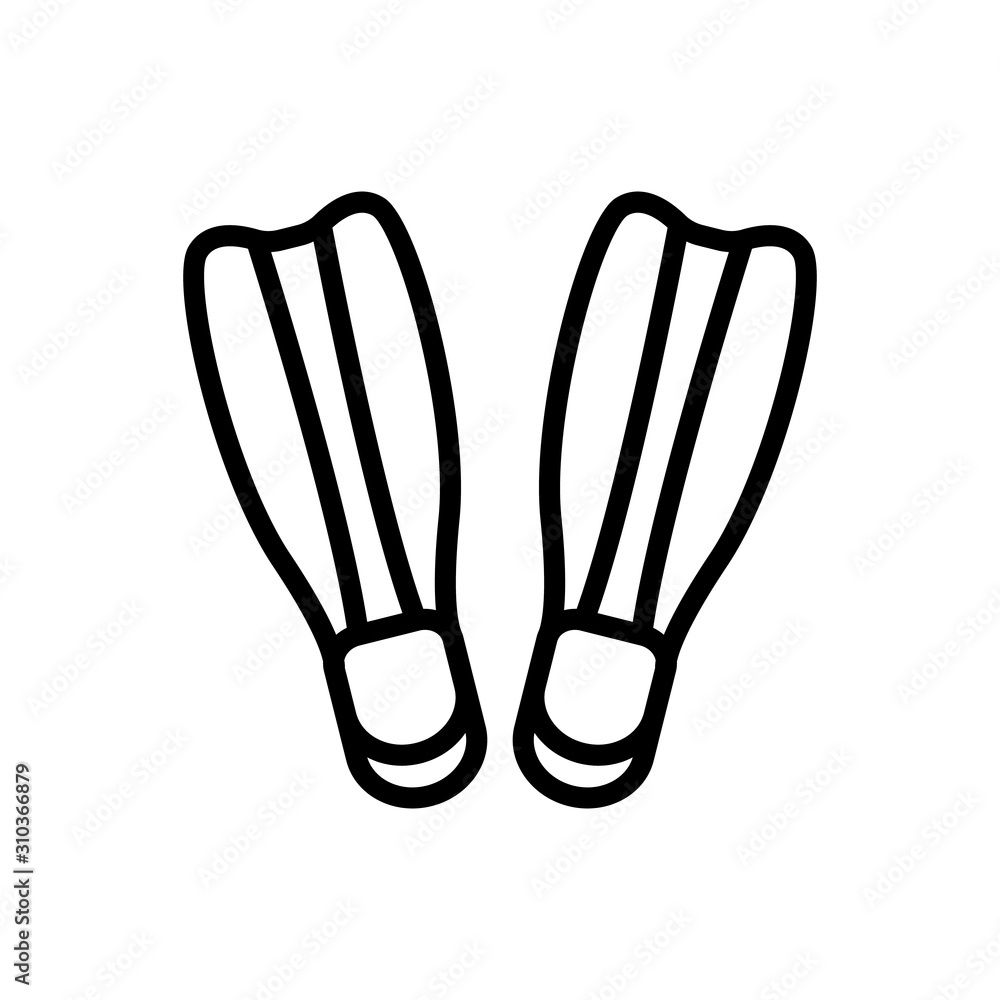 flippers icon vector. A thin line sign. Isolated contour symbol illustration flippers icon vector. A thin line sign. Isolated contour symbol illustration
