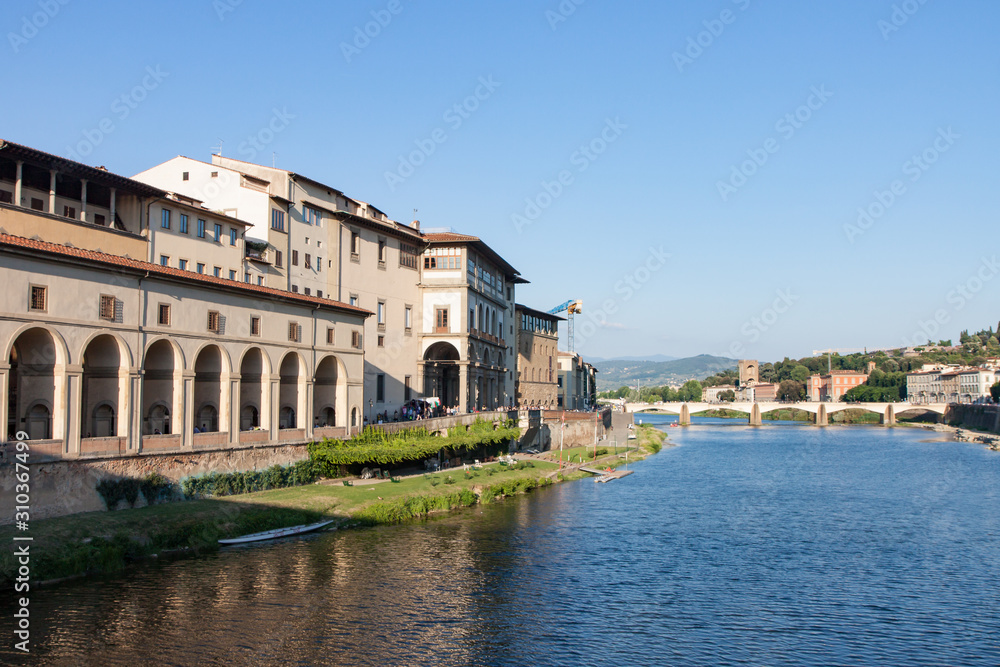 View Along the Arno River from the Ponte Vecchio in Florence