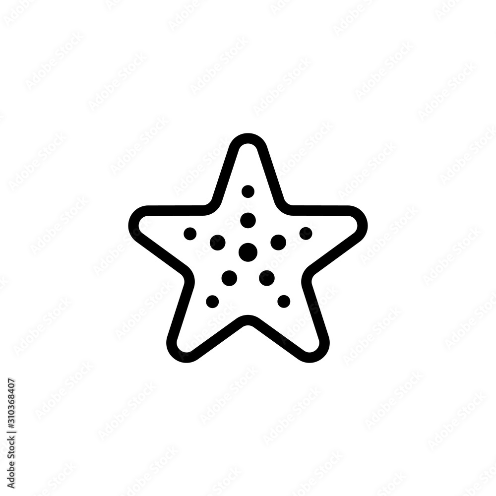 starfish icon vector. A thin line sign. Isolated contour symbol illustration starfish icon vector. A thin line sign. Isolated contour symbol illustration