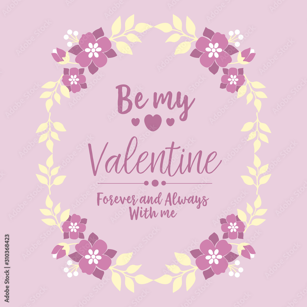 Decoration pink floral frame unique, for invitation card design happy valentine, romantic. Vactor