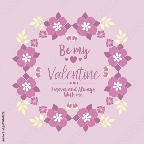 Poster of happy valentine, with pink wreath seamless. Vector