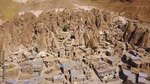 Unusual naturally formed carved rock cave houses of Kandovan, Iran