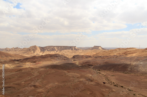 Mountain panorama in crater Makhtesh Ramon  Negev Desert  Israel