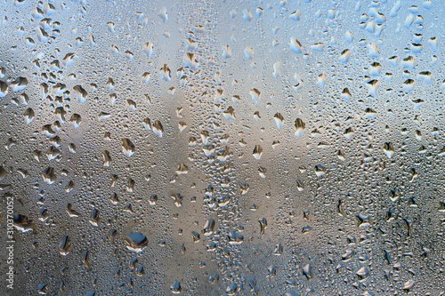 Drops on glass. Close-up background