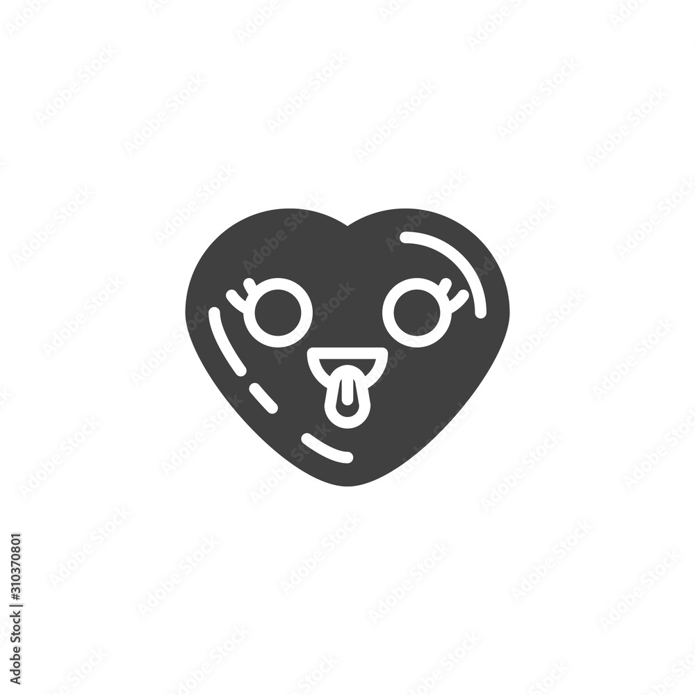 Heart Face With Tongue emoji vector icon. filled flat sign for mobile concept and web design. Joyful heart shape emoticon glyph icon. Love symbol, logo illustration. Vector graphics Heart Face With Tongue emoji vector icon. filled flat sign for mobile concept and web design. Joyful heart shape emoticon glyph icon. Love symbol, logo illustration. Vector graphics