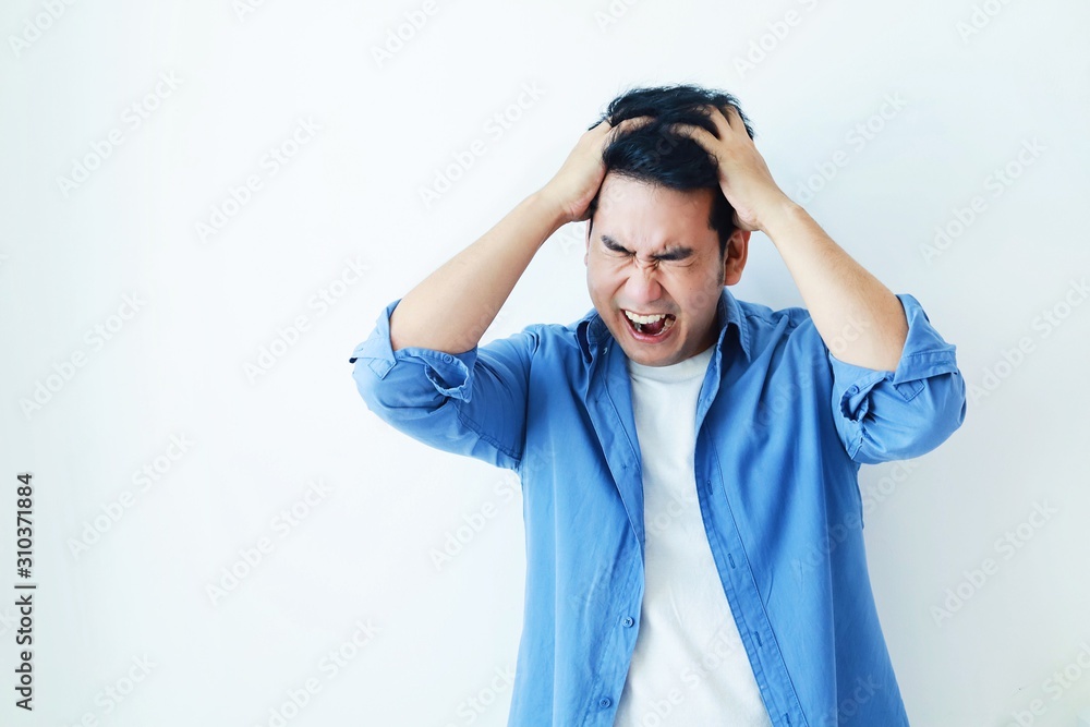 young man with headache