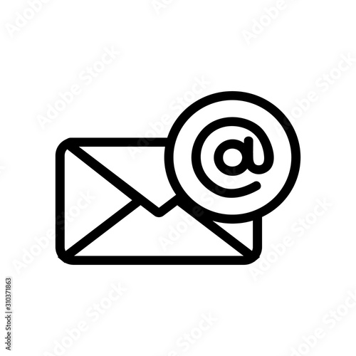 Email icon vector. A thin line sign. Isolated contour symbol illustration