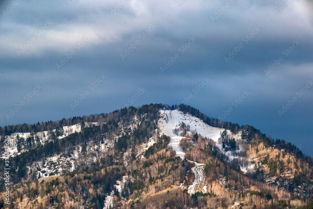panorama of mountains in winter