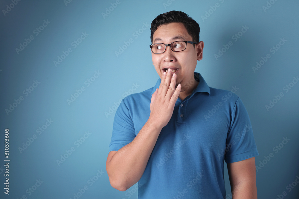 Shocked man stunned looking to the side Shocked man stunned looking to the side