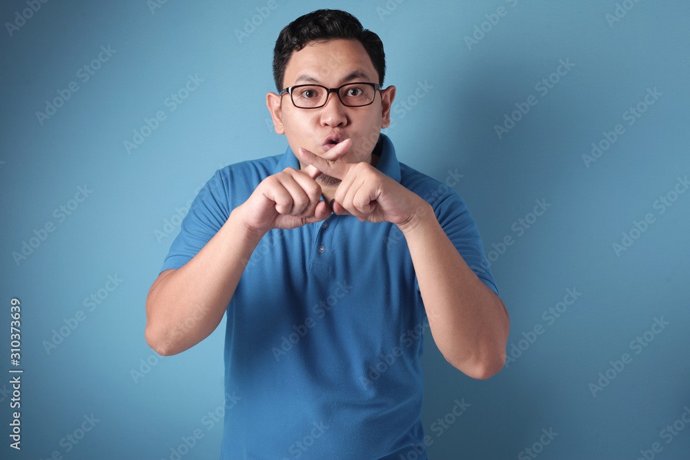 Stop talking mute gesture cross fingers, be silent order Stop talking mute gesture cross fingers, be silent order