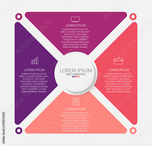 business infographic template, flat design concept with 4 option or step, vector eps 10
