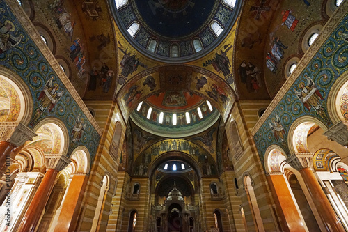 Interior architecture and mosaic design of 'Cathedral Basilica of Saint Louis' Roman Catholic church located in the Central West End area of St. Louis- Missouri, United States