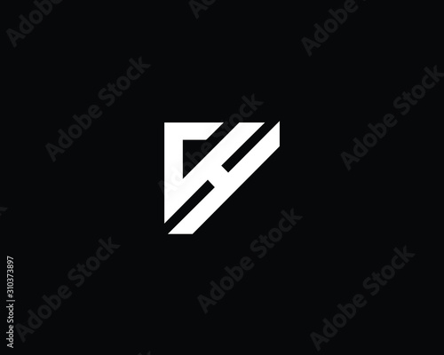 Wallpaper Mural Minimalist Letter CH Logo Design , Editable in Vector Format in Black and White Color Torontodigital.ca