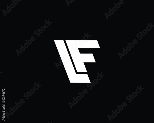 Minimalist Letter LF Logo Design , Editable in Vector Format in Black and White Color photo