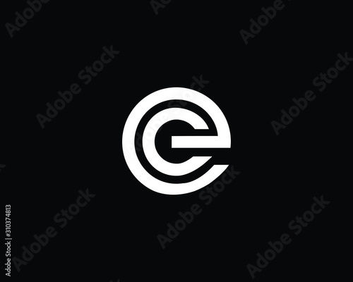 Minimalist Letter EC CE Logo Design , Editable in Vector Format in Black and White Color