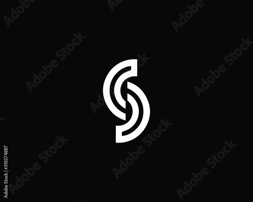 Minimalist Letter S SS Logo Design   Editable in Vector Format in Black and White Color