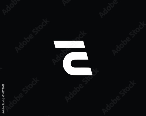 Minimalist Letter TC CT Logo Design , Editable in Vector Format in Black and White Color