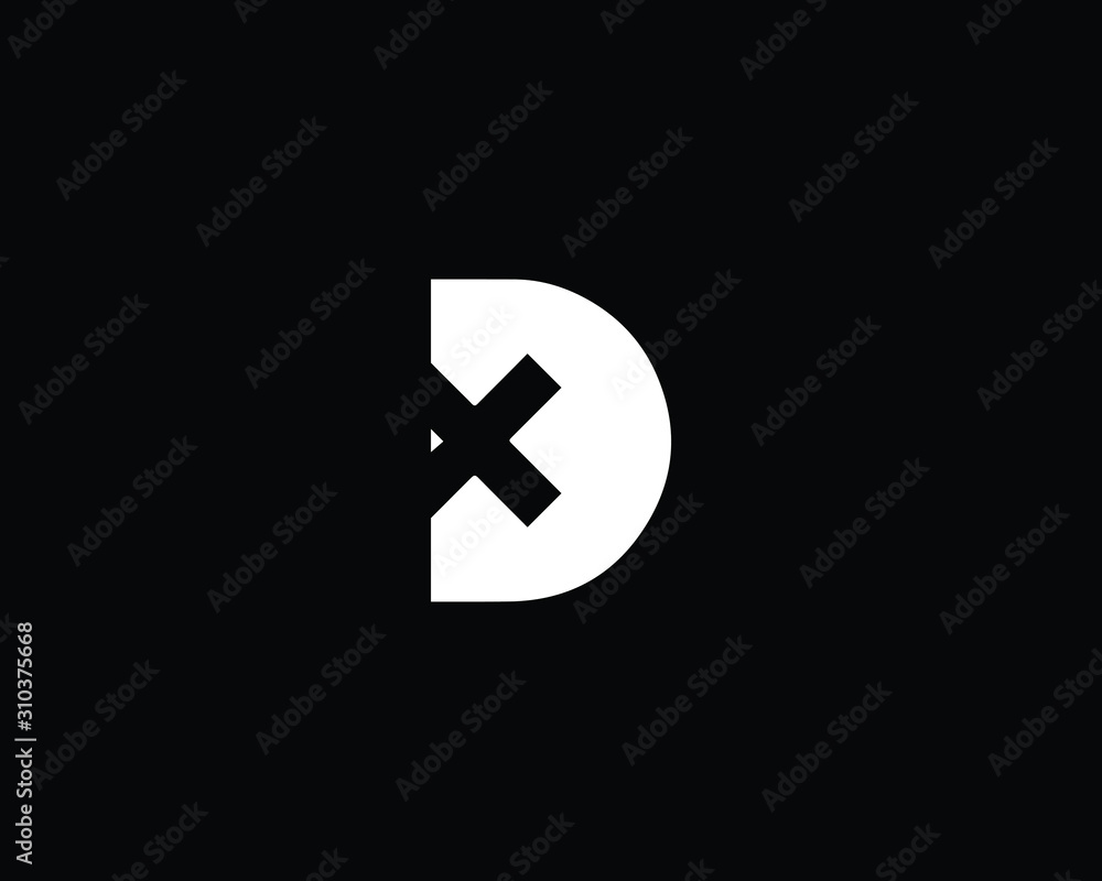 Minimalist Letter XD DX Logo Design , Editable in Vector Format in Black and White Color