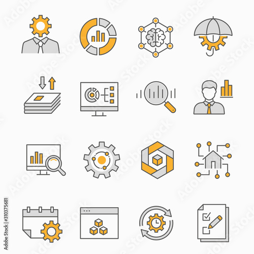 Business Intelligence icons set. Vector illustration. Editable stroke.