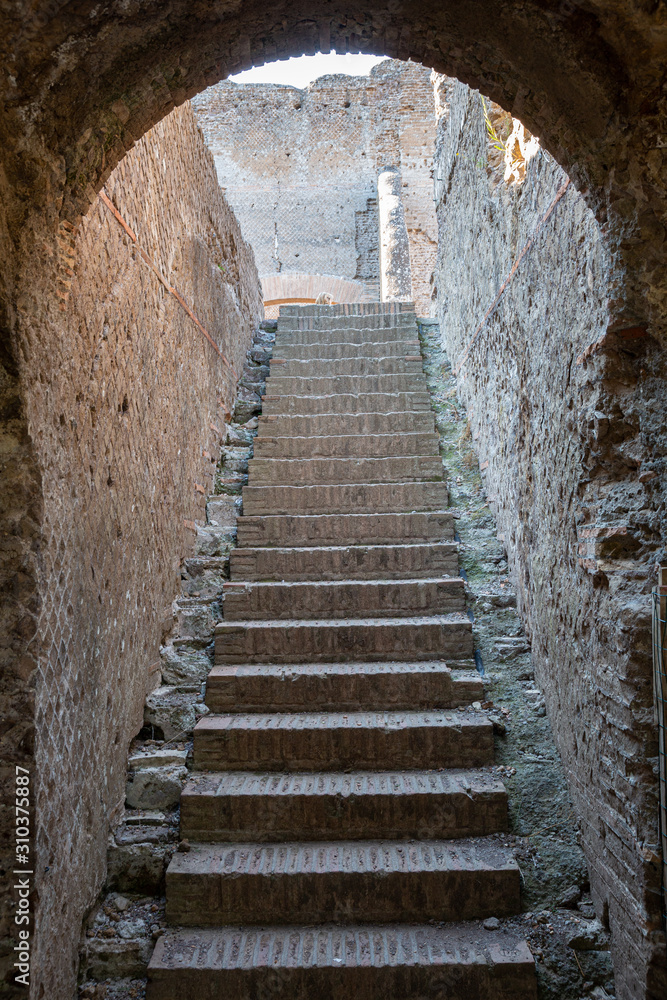 Ancient Roman stone steps in Villa Adriana
