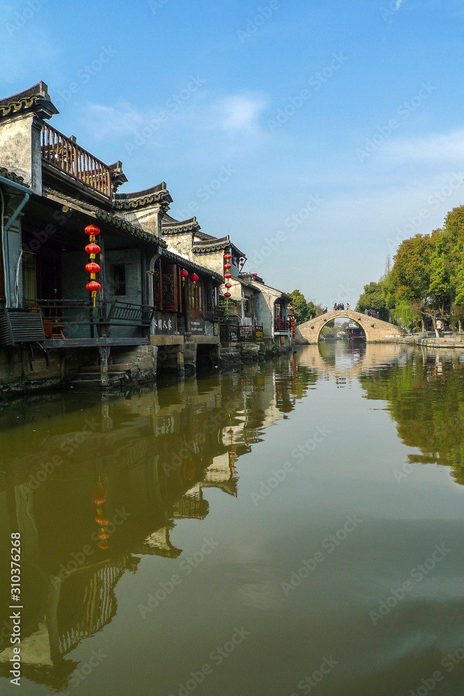 the landscape in the ancient town of xitang,china the landscape in the ancient town of xitang,china