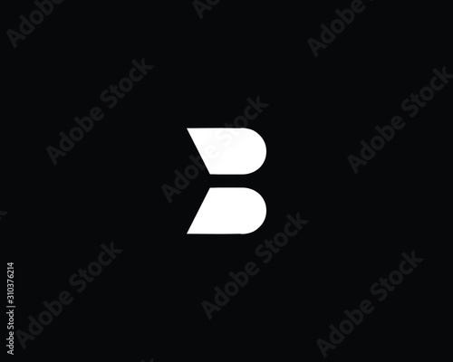Minimalist Letter B BB Logo Design , Editable in Vector Format in Black and White Color