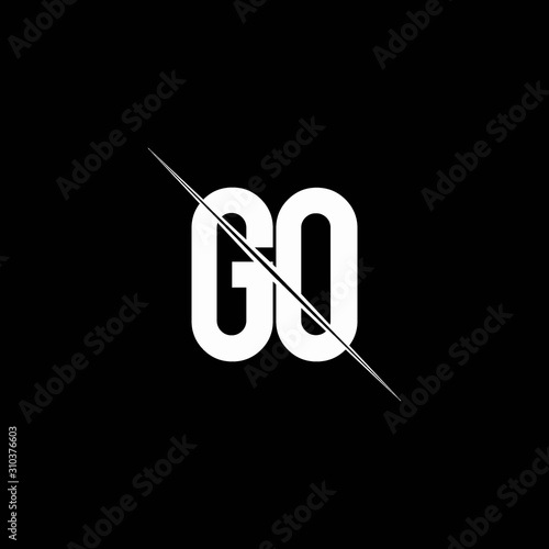 GO logo monogram with slash style design template