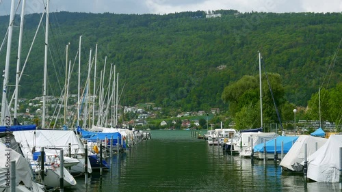 swiss lake view on alps mountain, switzerland