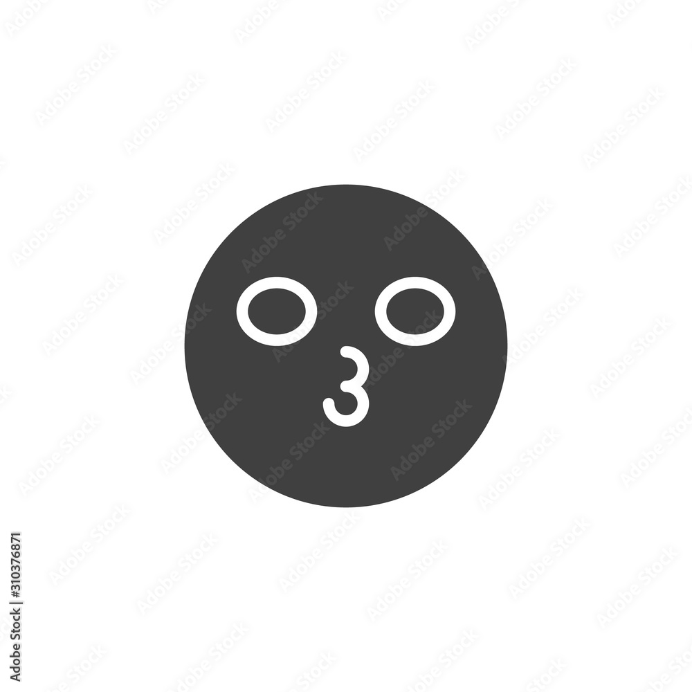 Kissing emoticon vector icon. filled flat sign for mobile concept and web design. Kiss lips emoji glyph icon. Symbol, logo illustration. Vector graphics Kissing emoticon vector icon. filled flat sign for mobile concept and web design. Kiss lips emoji glyph icon. Symbol, logo illustration. Vector graphics