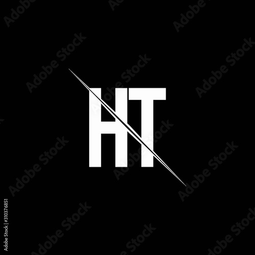 HT logo monogram with slash style design template