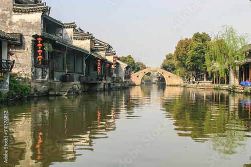 the landscape in the ancient town of xitang,china