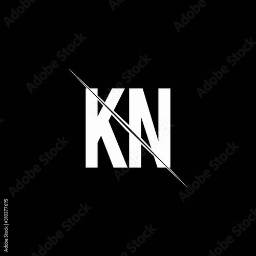 KN logo monogram with slash style design template