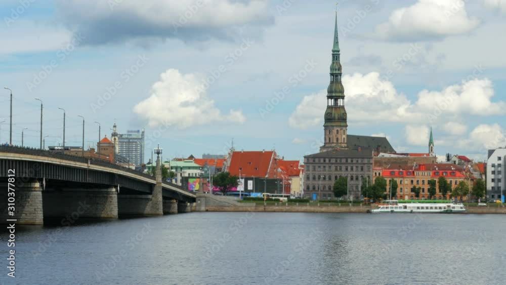 riga view with bridge over river, latvia riga view with bridge over river, latvia