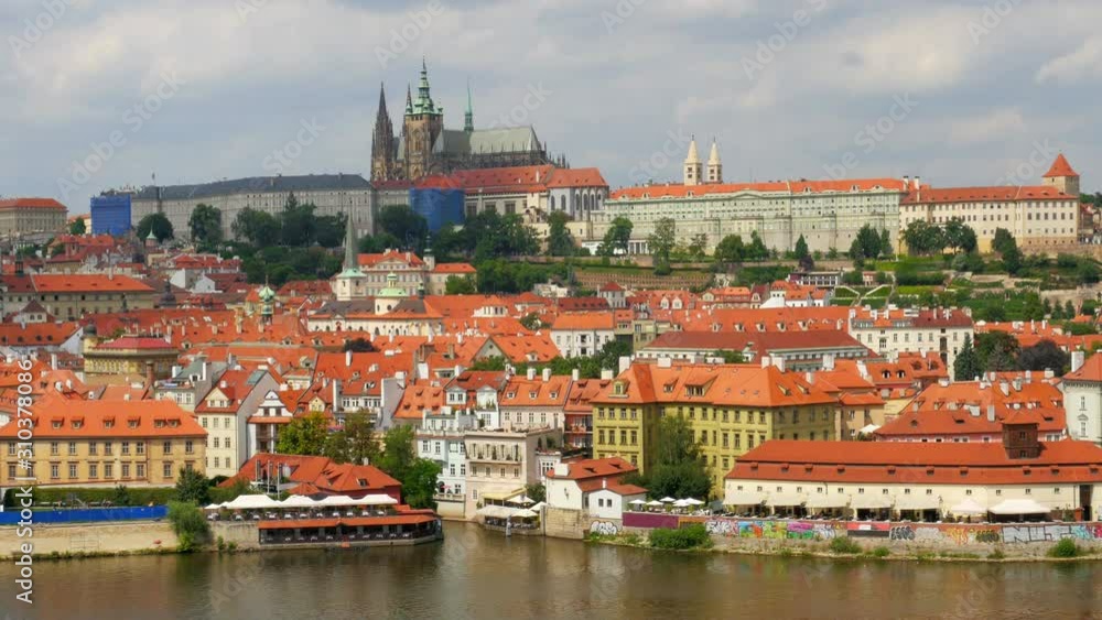 prague view around charles bridge and castle, czech republic, 4k prague view around charles bridge and castle, czech republic, 4k