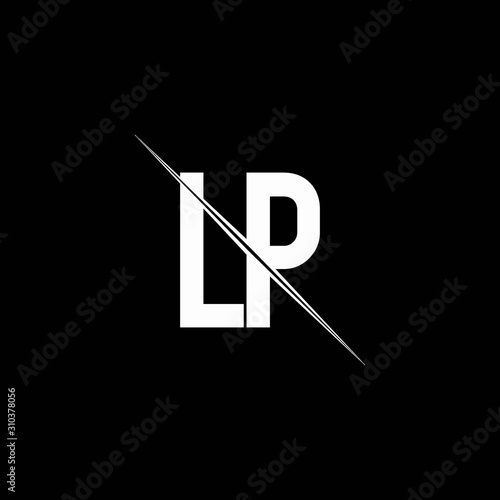 LP logo monogram with slash style design template