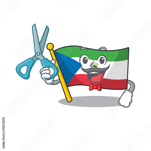 Funny Barber flag equatorial guinea Scroll cartoon character design style