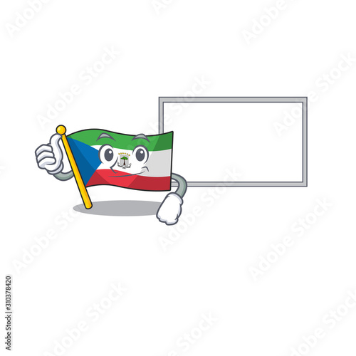 cute lag equatorial guinea Scroll cartoon character Thumbs up with board