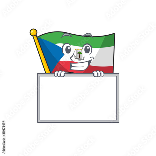 Flag equatorial guinea Scroll cartoon character style grinning with board