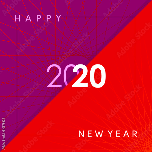 selamat tahun baru 2020 dengan latar belakang warna merah, gratis vector