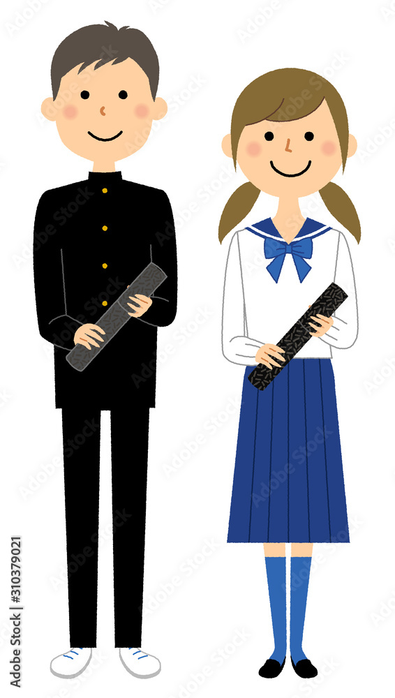 Naklejka premium 卒業式 学生