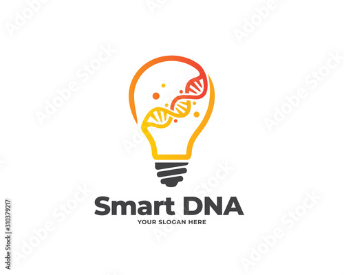 light bulb dna logo vector, science logo design