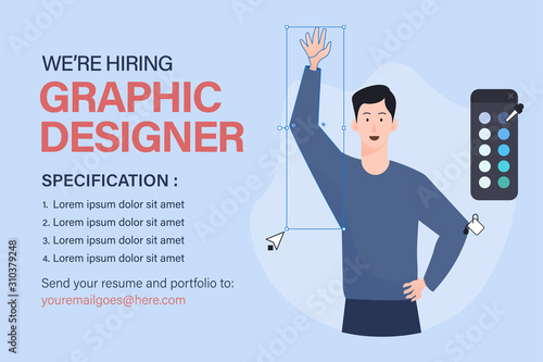 We are hiring graphic designer with people illustration
