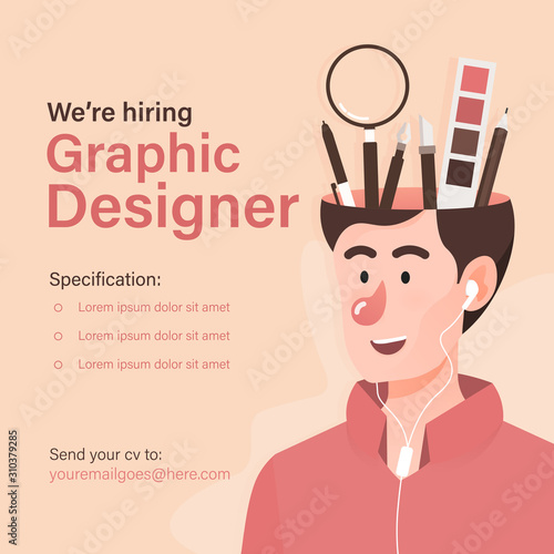 We are hiring graphic designer, creative people, artist. Staffing & recruiting template