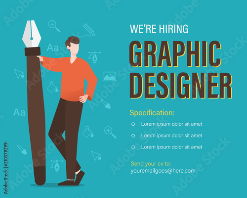 We are hiring graphic designer. Search for employees banner template