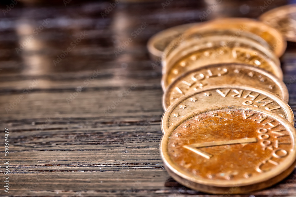 Coins on the table. Money financial concept. Close up Coins on the table. Money financial concept. Close up