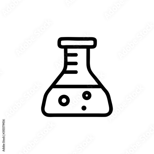 test tube with vector icon analyses. A thin line sign. Isolated contour symbol illustration